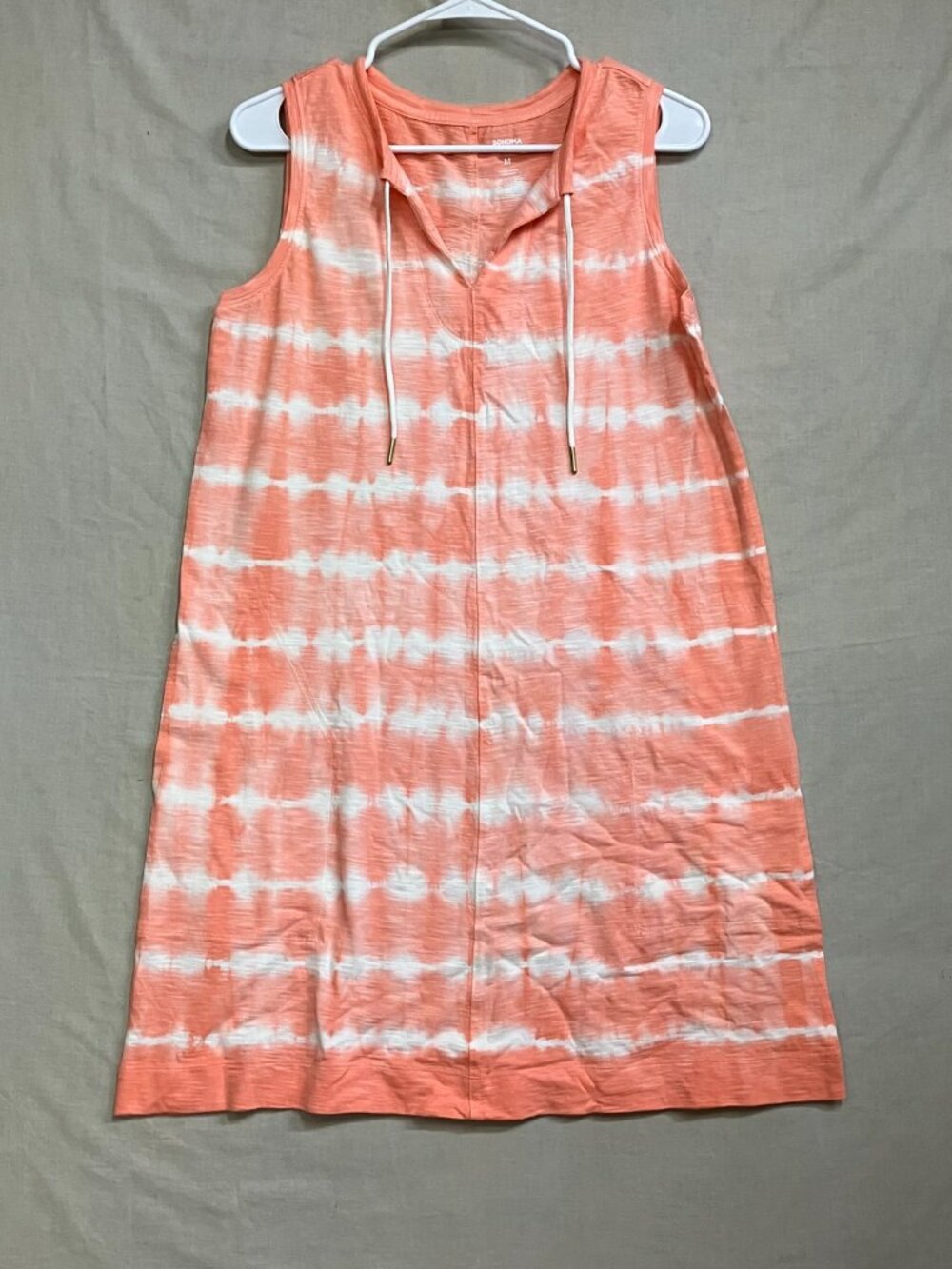 Sonoma Goods For Life Tank Dress Women’s Size M Coral Tie Dye Sleeveless Knit - Picture 2 of 8